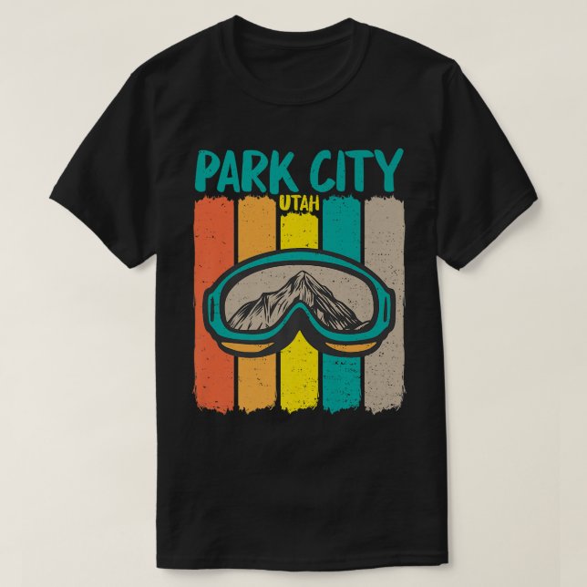 Vintage Park City Utah TSkiing Snowboarding T Shirt (Design framsida)