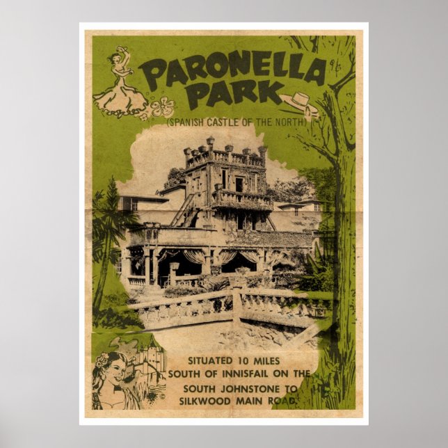 Vintage Paronella Park Travel Poster (Framsidan)