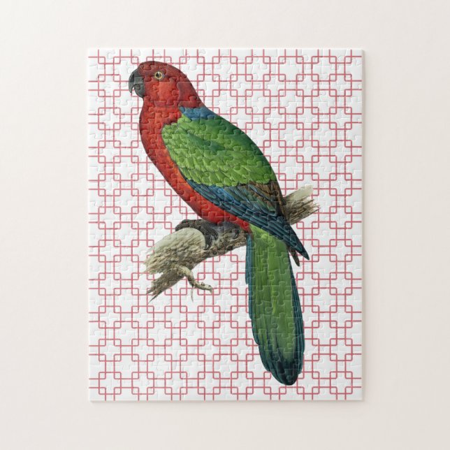 Vintage Parrot Bird on Retro Art Pussel (Vertikal)
