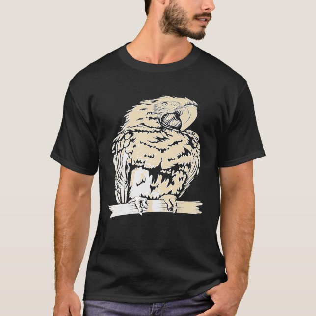 Vintage Parrot Bird Teckning Premium T-Shirt (Framsida)