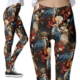 Vintage Parrot-Blommigt Leggings
