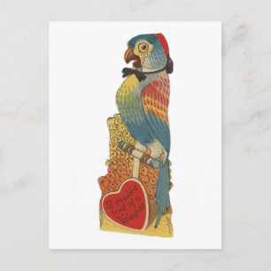 Vintage Parrot Valentine Helg Vykort