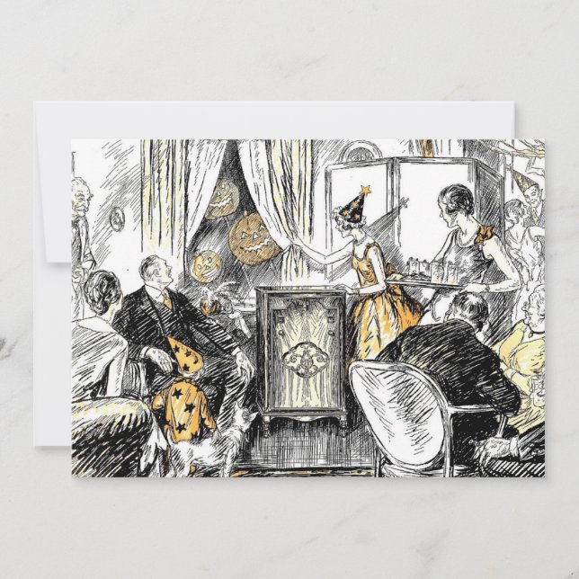 Vintage Party firar gammalmodig Halloween Inbjudningar (Framsida)