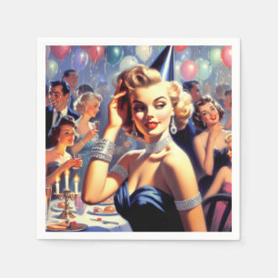 Vintage Party Girl Illustration Pappersservett