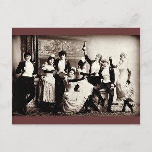 Vintage Party Girls Vykort