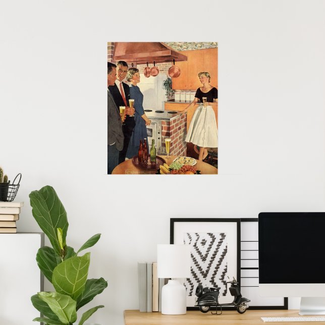 Vintage Party i köket, öl och aptizrar Poster (Hemmakontoret)