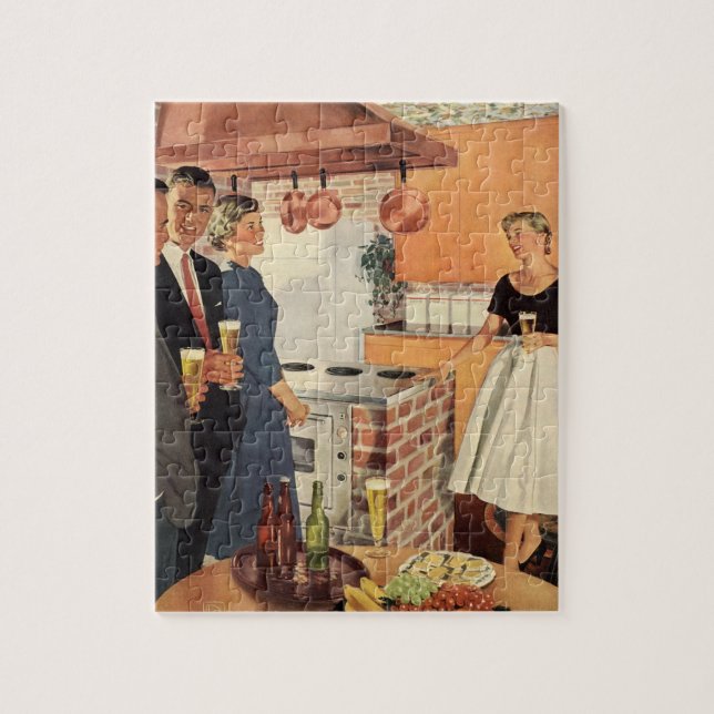 Vintage Party i köket, öl och aptizrar Pussel (Vertikal)