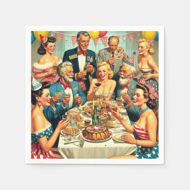Vintage Party Illustration Pappersservett (Framsidan)