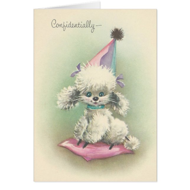 Vintage Party Pudel Hälsningskort (Framsidan)