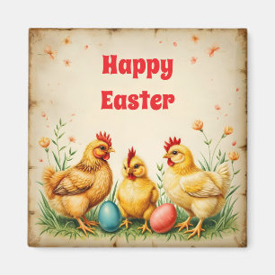 Vintage Påsk 3 Little Chicken Helgdag Collection Magnet