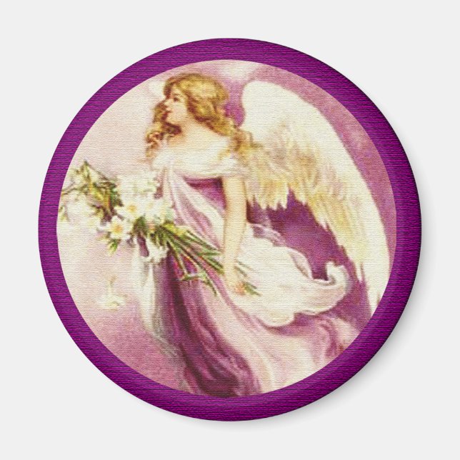 Vintage Påsk Angel Texturerad Magnet (Framsidan)