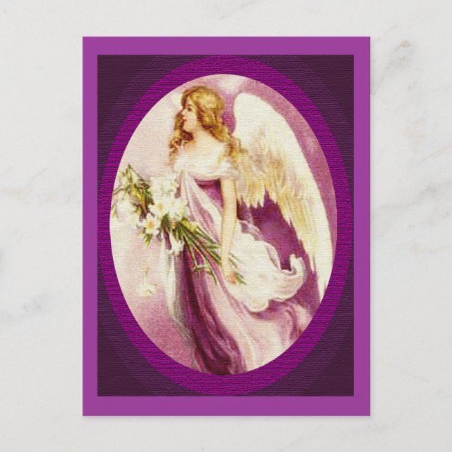 Vintage Påsk Angel Texturerat vykort (Framsida)