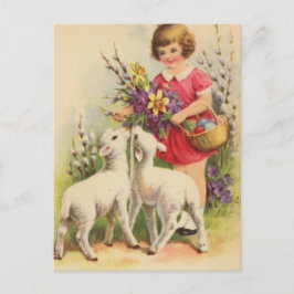 Vintage Påsk Barn och lampor Vykort