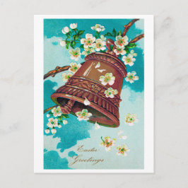 Vintage Påsk Bell och Cherry-Blommar Vykort