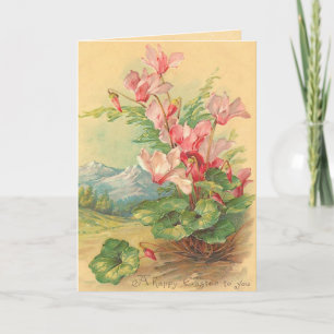 Vintage Påsk Blommigt Card Helgkort