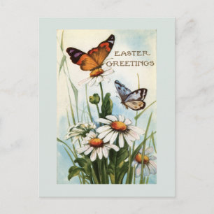 Vintage Påsk Butterflies-vykort Helg Vykort