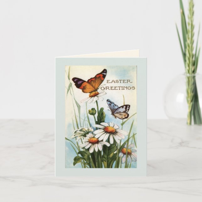 Vintage Påsk Butterfly Greeting Cards Helgkort (Framsida)
