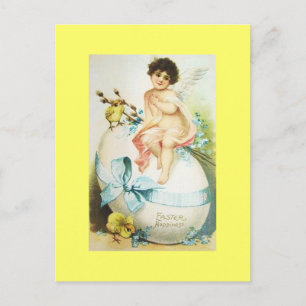 Vintage Påsk Cherub & Chickar Helg Vykort