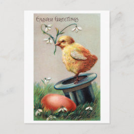 Vintage Påsk Chick Äggblomma Vykort