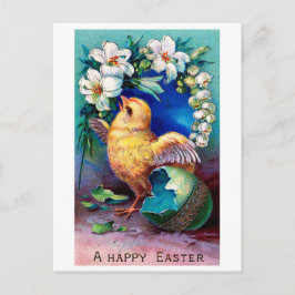 Vintage Påsk Chick Äggblomma Vykort