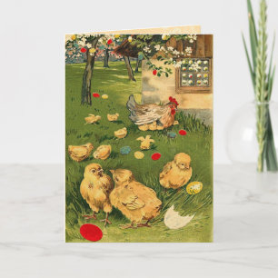 Vintage Påsk Chick Card Helgkort