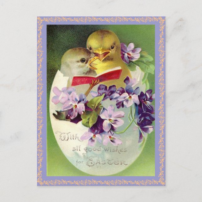 Vintage Påsk Chick vykort (Framsida)