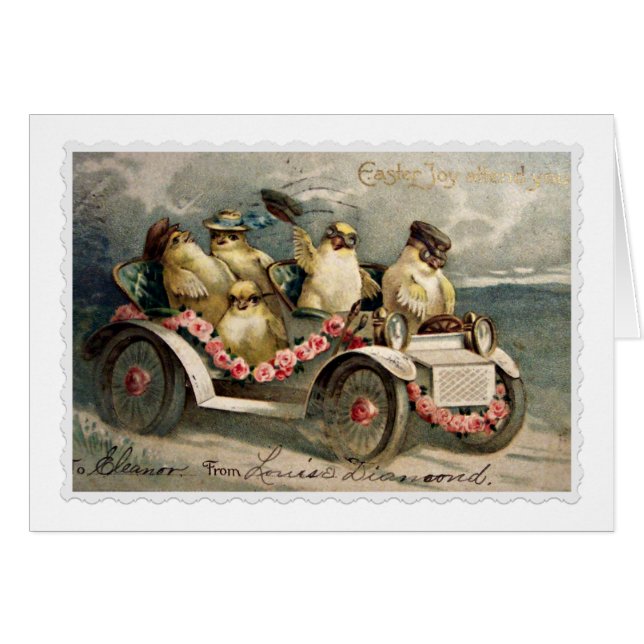 Vintage Påsk Chickar Hälsningskort (Framsidan Horizontal)