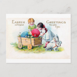 Vintage Påsk Child Bunny Egg Vykort