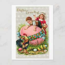 Vintage Påsk Child Egg Chick Vykort