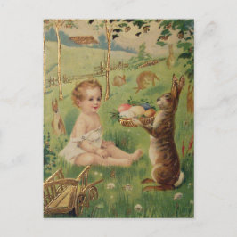 Vintage Påsk Child och Rabbit Vykort