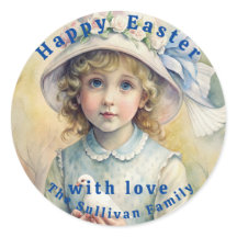 Vintage Påsk Dove Girl Flowers.