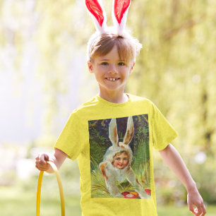 Vintage Påsk Girl i Bunny Costume Kids Tröja