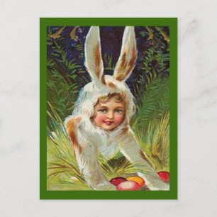 Vintage Påsk Girl in Bunny Costume, ZSSG Helg Vykort