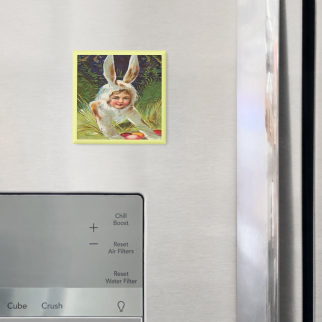 Vintage Påsk Girl in Bunny Costume, ZSSG Magnet (In Situ (Fridge))