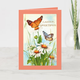 Vintage Påsk Hälsning Butterflies Helgkort