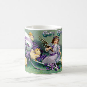 Vintage Påsk Hälsning Chick för flickägg Kaffemugg