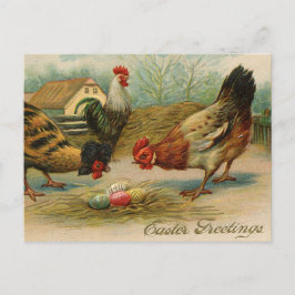 Vintage Påsk Hälsning Chickens Helg Vykort
