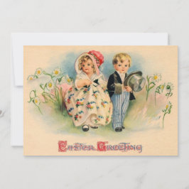 Vintage Påsk Hälsning Cute Children Julkort