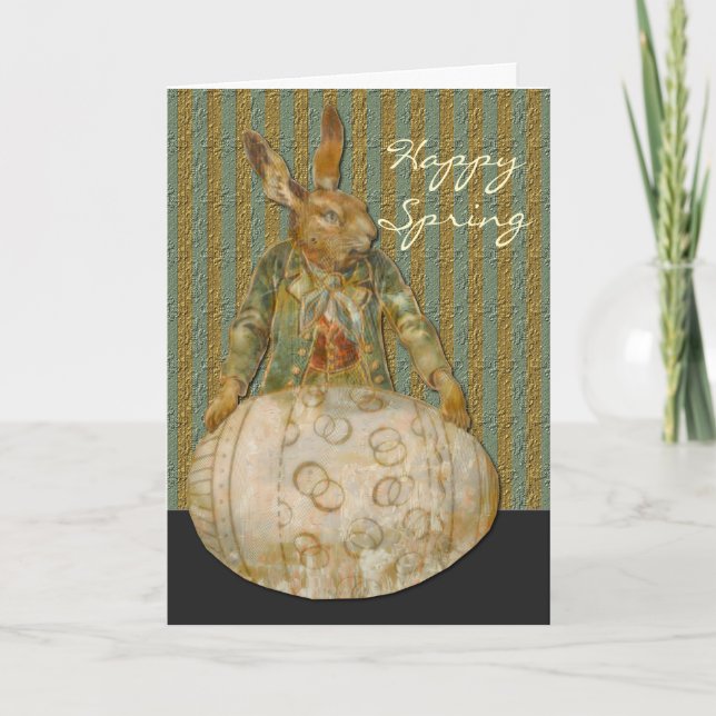 Vintage Påsk, kanin och ägg Helgkort (Framsida)