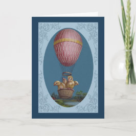 Vintage Påsk-kort - Påsk-Chickar i Ballon Helgkort