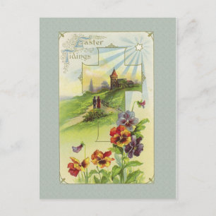 Vintage Påsk kyrka vykort