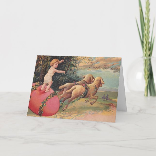 Vintage Påsk Lambs Helgkort (Framsida)