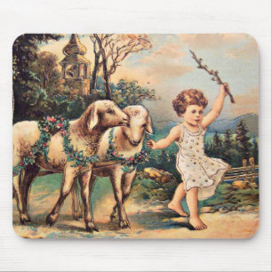 Vintage Påsk Lambs Musmatta