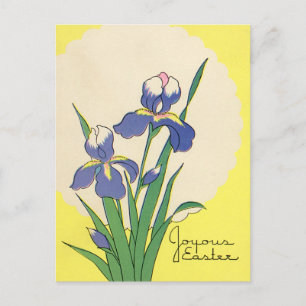 Vintage Påsk, Lila Garden Iris Flowers Helg Vykort