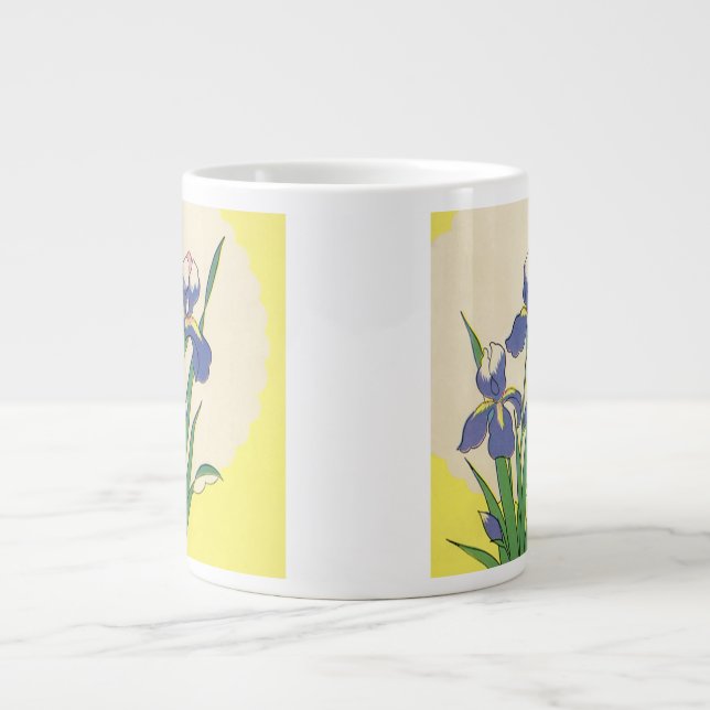 Vintage Påsk, Lila Garden Iris Flowers Jumbo Mugg (Framsidan)
