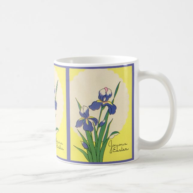 Vintage Påsk, Lila Garden Iris Flowers Kaffemugg (Höger)