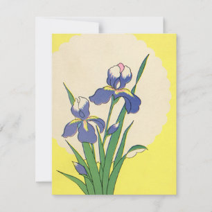 Vintage påsk, lila trädgårdsirisblommor julkort