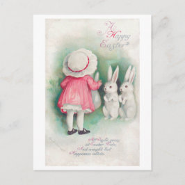 Vintage Påsk Little Girl and Bunny Vykort