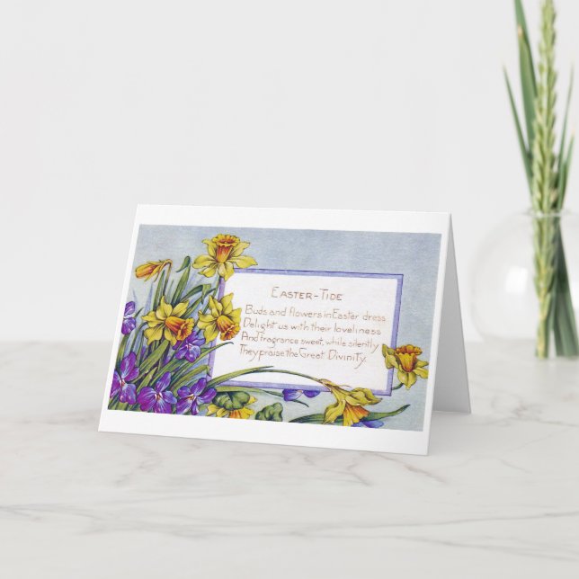 Vintage Påsk Narcissus Blomma Kort (Framsida)