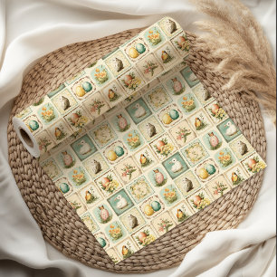 Vintage Påsk   Nostalgisk Blommigt Presentpapper